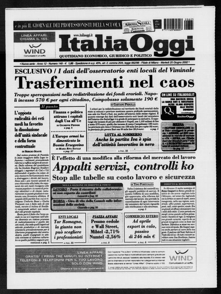 Italia oggi : quotidiano di economia finanza e politica